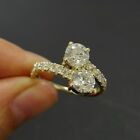 Brilliant 3Ct Cut Diamond Two Stone Lab Created Ring 14K Yellow Gold Plated
