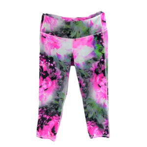 Athleta Women’s Pink Green Size S Watercolors Bloom Capri Crop Leggings 26x19 - Picture 1 of 5