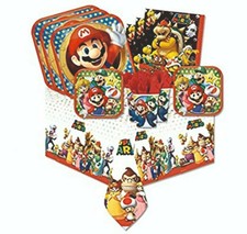 SUPER MARIO KIT PIATTI TOVAGLIOLI BICCHIERI TOVAGLIA ORIGINALE 37PZ