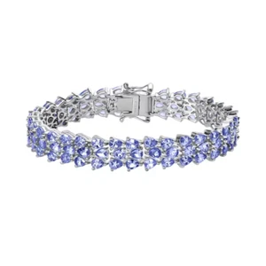 8 In. TANZANITE BRACELET , Multi Row, Platinum Plated Jeweler's Brass - Picture 1 of 7
