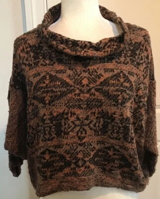 Kekoo дизайн женщин 3 геометрический укороченный свитер Lagenlook Slub вязаный коричневый оранжевый - Изображение 1 из 4