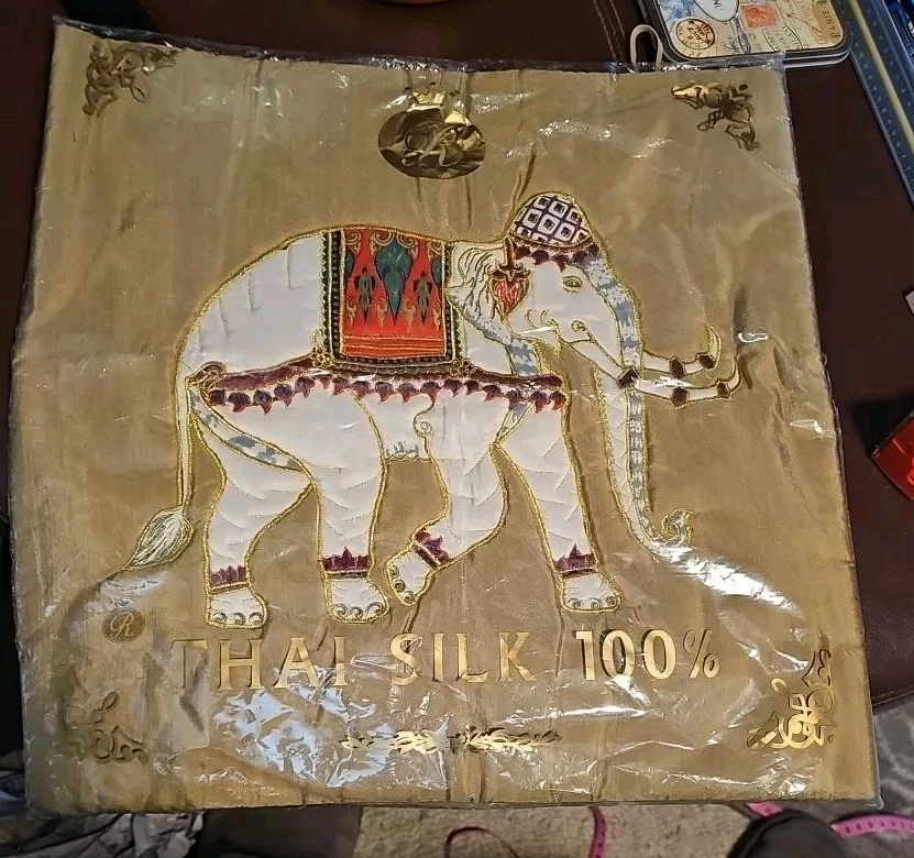 Thai Silk Pillow Case 16" X 16" , Elephant - Image 1 of 3