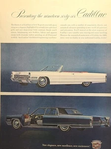 '66 Cadillac Blanco Eldorado Negro Fleetwood Brougham Anuncio Impreso Vintage 1965 - Imagen 1 de 4