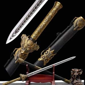 Chinese WUSHU Sword Sharp 1095Carbon Steel Blade Dragon Saber Double Edged Jian - Picture 1 of 10