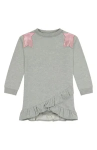 Girls' $59 Andy & Evan Pink Fringed Star Accented Gray Fleece Dress Size 6X NWT - Picture 1 of 2