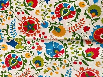 Solarium Outdoor Canvas Colorful Floral Jacobean Fabric 54" x 42" Plus Remnants - Image 1 of 4