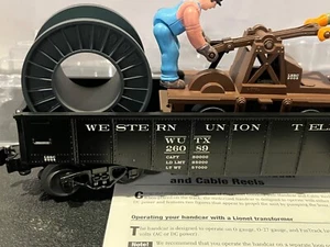Lionel 6-26089 O Gauge LRRC Western Union Gondola w/Handcar & Cable Wheels - Picture 1 of 19