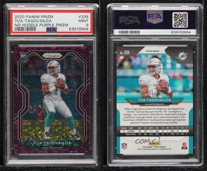 2020 Panini Prizm No Huddle Purple /35 Tua Tagovailoa #339 PSA 9 MINT Rookie RC