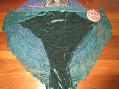 Bragas DE COLECCIÓN SPLENDIES ENCAJE TERCIOPELO VERDE ENCAJE nailon transparente PIERNA ALTA talla 11/4X Foto 1 de 2