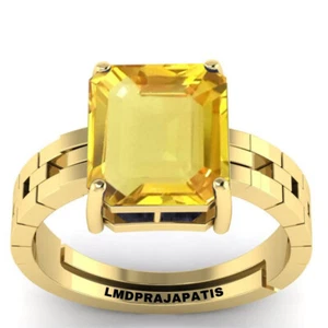 7.25 Ratti 6.00 Carat Untreated Quality Natural Yellow Sapphire Pukhraj Ring Gol - Picture 1 of 6