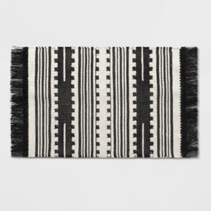 OPALHOUSE Target 2’x3’ Black White Stripe Cotton Wool Sylviidae Woven Accent Rug - Picture 1 of 12