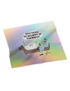 Psycho Unicorn Brillenputztuch Believe In Yourself Fun Einhorn Regenbogen Comic - Bild 1 von 2