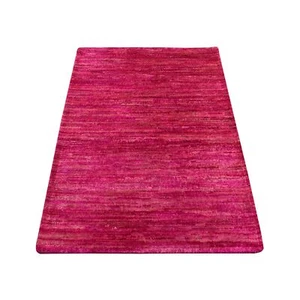 2 Fuß 1 Zoll x 3 Fuß 1 Zoll hell k einfach solides Design reine Sari Seide handgeknüpft Matte Teppich R78299 - Bild 1 von 7