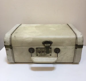 Vintage Leder Reisegepäck Zug Flugzeug VANITY CASE + Spiegel stapelbar Dekor - Bild 1 von 13