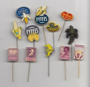 Vintage BANANA pin badge 1960s Fyffes Delmonte Del Monte Sundrop Logo  - Picture 1 of 13