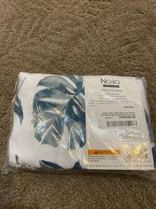 New In package Nojo Mini Crib Sheet Green Palm Leaf White Background - Picture 1 of 2