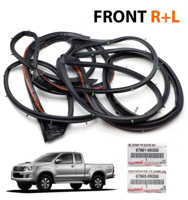 Pair Weatherstrip Door Rubber For Toyota Hilux Vigo Champ Cab '2012 '2015 - Image 1 of 4