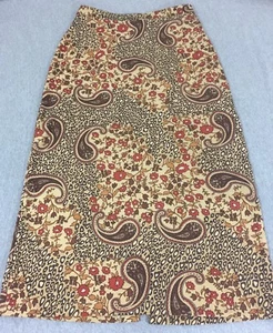 GoodClothes Womens Skirt Size 10 Beige Red Fall Leaves Full Length Autumn Skirt - Picture 1 of 5