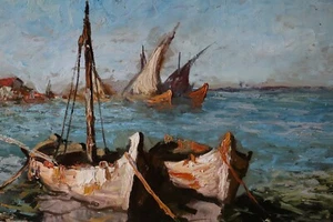 Saint-Tropez, GOUPIL , Huile/bois ,  dim. 42X86, période : 1920/1930 - Picture 1 of 6