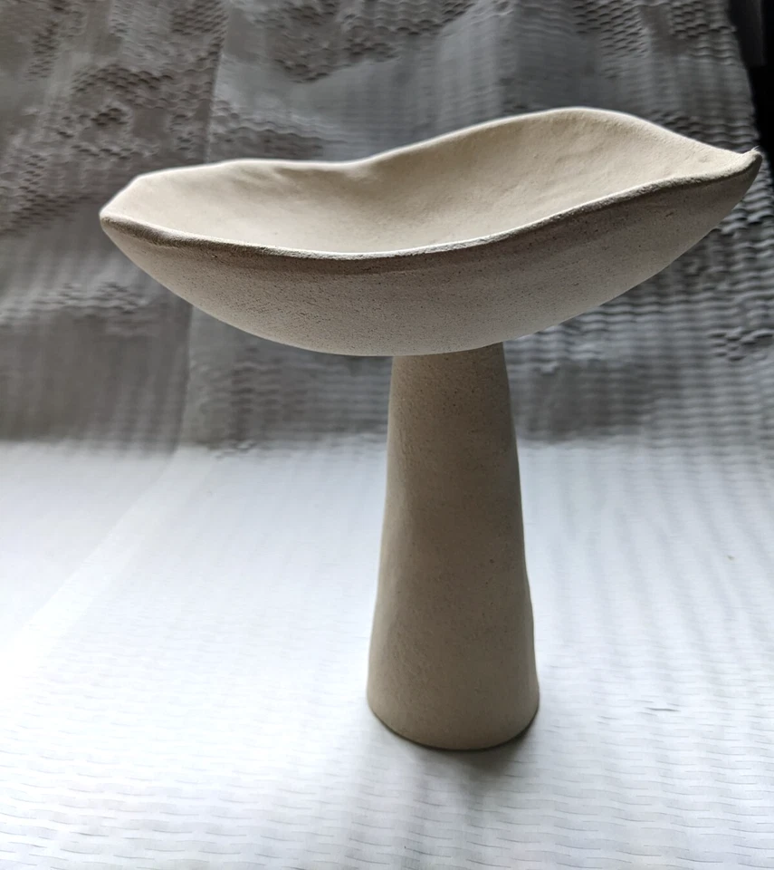 Handmade Sculptural Pedestal Bowl–Organic Modern Clay Decor–Minimalist Art Obj - Image 1 of 3
