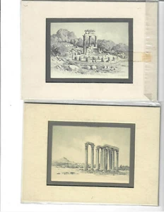 Menge 4 Kunstdrucke, Litho 3" x 4" Tempel der Alphea - Bild 1 von 2