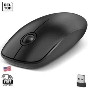 Delton S15 beidhändige kabellose Maus mit Auto Pair USB Dongle, schwarz - Bild 1 von 9