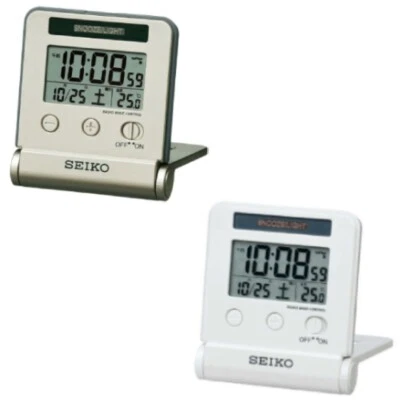 SALE SEIKO Clock Alarm Travel Digital Calendar Gold White SQ772G SQ772W Japan - Image 1 of 4