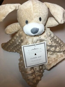 SECURITY BLANKET MANHATTAN KIDS PUPPY DOG TAN BEIGE Minky Dot VELOUR SOFT - Picture 1 of 10