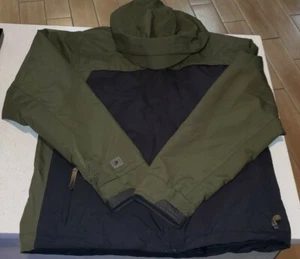 GIACCA CAPPOTTO ANTIPIOGGIA PRANA CAPRO ESPIATORIO VERDE OLIVA NERO CAPPUCCIO UOMO GRANDE L - Foto 1 di 4