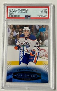2015 2015-16 UPPER DECK OVERTIME CONNOR McDAVID ROOKIE BLUE #180 PSA 8 OILERS