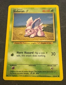 Nidoran Base Set Shadowless 1st Edition Pokemon 55/102 - Picture 1 of 2