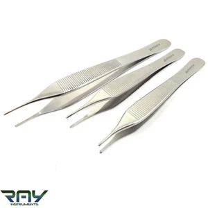 SET OF 3 ADSON KOCHER TWEEZERS TISSUE DRESSING SURGICAL FORCEPS -12cm/15cm - Picture 1 of 3