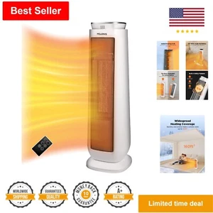 Ceramic Heater: 1500W, Remote Control, Thermostats, 8H Timer, Tip-Over - Picture 1 of 12