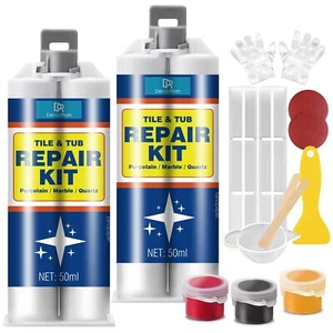 Porcelain Repair Kit - 3.4oz Tile and Fiberglass Tub Repair Kit Fast Repair G... - Picture 1 of 7