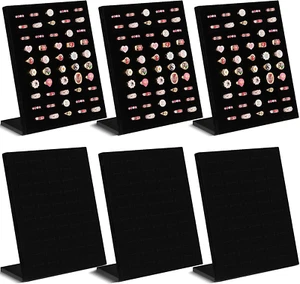 6 Pcs Black Velvet Ring Display 50 Slot Ring Holder for Jewelry Ring Stand - Picture 1 of 8