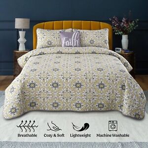 4 Piece Bedspread Coverlet Quilt Sets Soft Lightweight Reversible Bed Throw Sets
