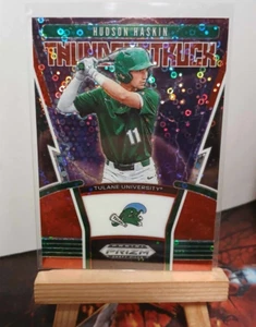 2020 Prizm Draft Picks Baseball THUNDERSTRUCK Red Disco 17/99 HUDSON HASKIN - Picture 1 of 2