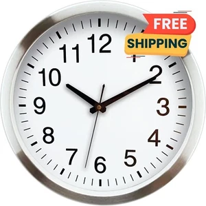 Reloj de pared con movimiento de barrido, funciona con pilas y sin tictac US NEW - Picture 1 of 8