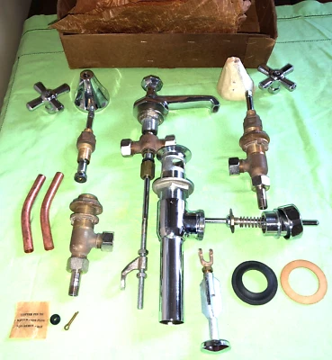 Vintage 1940’s-50’s Wide Spread Bathroom Sink Faucet Set New Old Stock NOS - Image 1 of 4