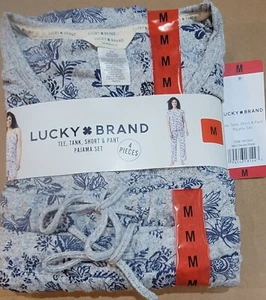 Juego de pijama, camiseta, camiseta, camiseta, pantalón corto y pantalón de 4 piezas Lucky Brand para dama talla M - Imagen 1 de 1