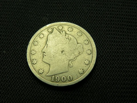 1900 Liberty V  Nickel  US Barber Type old US coin  obsolete type Cover