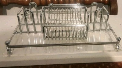 Bandeja organizadora vintage Charles Hollis Jones Vanity BANDEJA - Cromo Lucite MCM Foto 1 de 4