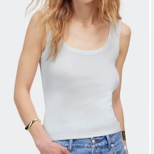 NUEVO Camiseta sin mangas Madewell blanca con cuello redondo de algodón regenerativo - Talla: XS - Imagen 1 de 8