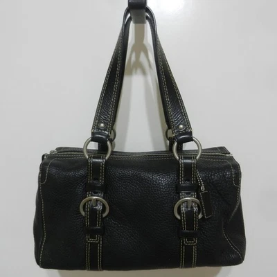 Bolso de Hombro COACH Chelsea Vintage Cuero Guijarro Negro 2 Asas Cartera F10887 Foto 1 de 4