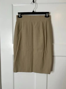 Escada Damen Größe 34/4 Bleistiftrock hoher Bund hellbraun Wolle 4309 - Bild 1 von 9