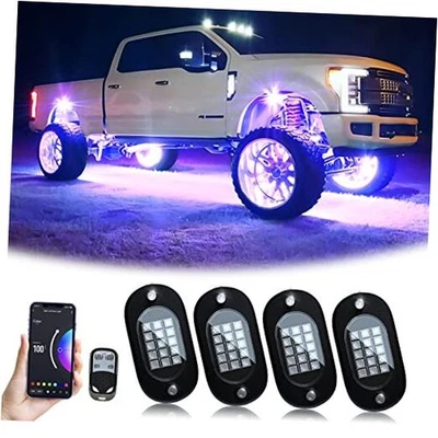  LED Rock Lights, 60 LEDs High Brightness Multifunction Neon 4 Pods RGB - Image 1 of 4