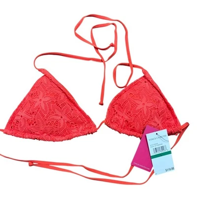 Vince Camuto Mandarina Crochet Triángulo Bikini Top Traje de Baño Ropa de Playa Grande Nuevo con Etiquetas Foto 1 de 4