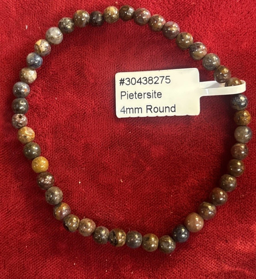 4 mm - Pietersita - Cuentas de piedra natural - Pulsera elástica - Foto 1 de 1
