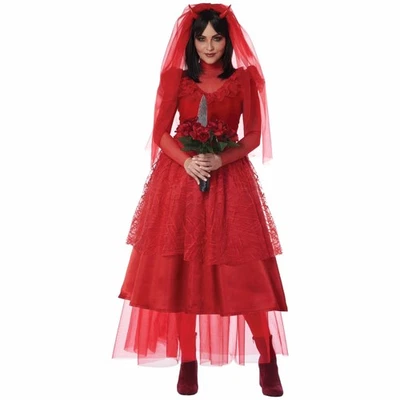 Fantasia Feminina Adulta Noiva do Inferno Besouro Vermelho Noiva Fantasma - Imagem 1 de 4