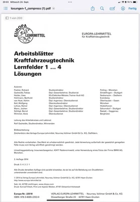  Arbeitsblätter Kraftfahrzeugtechnik Lernfelder 1-4 /5-8 / 9-14 :Lösung Lernfeld - Bild 1 von 4